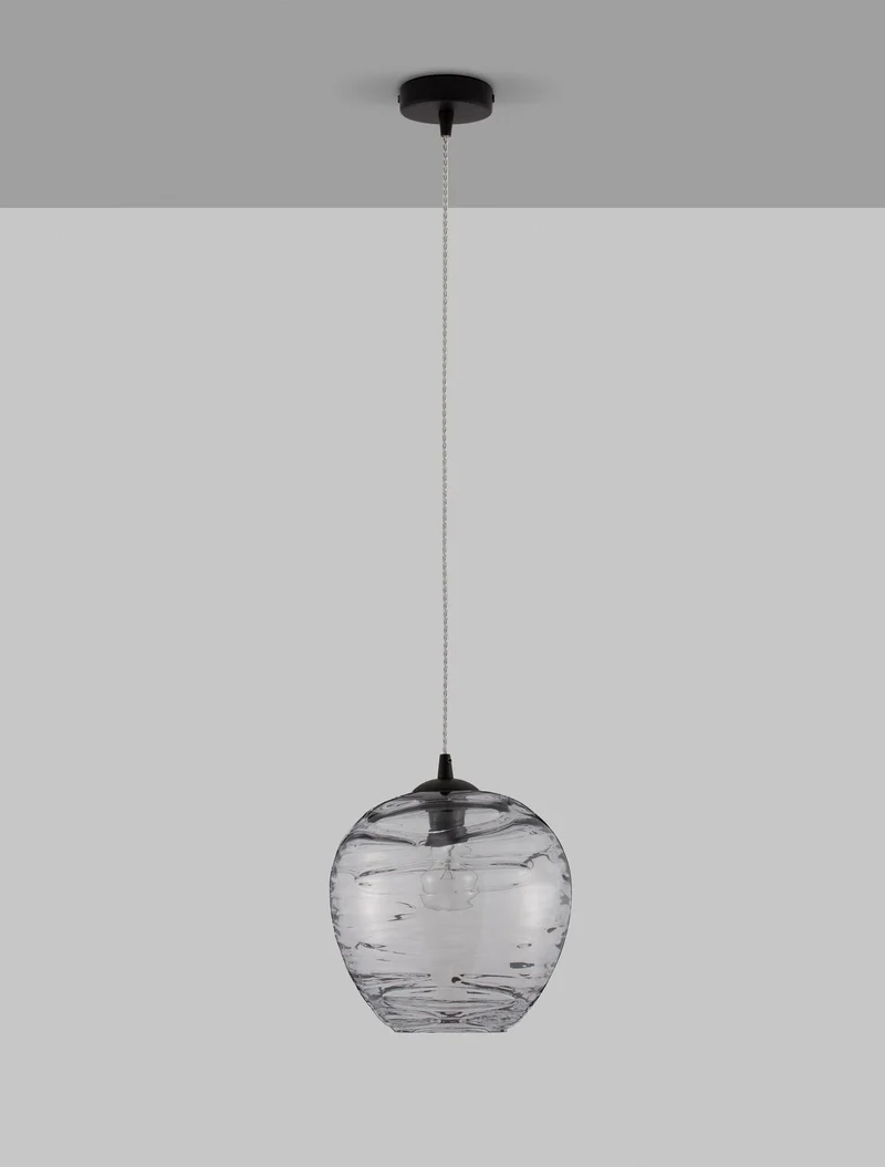 B-Ware Nova Luce Pendelleuchte Hängeleuchte EVLEEN Schwarz Metall Glas E27 LED 120 cm