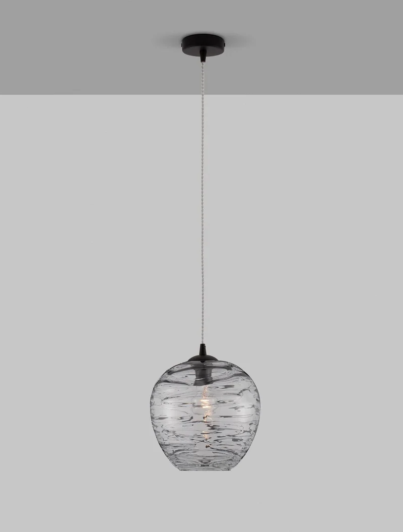 B-Ware Nova Luce Pendelleuchte Hängeleuchte EVLEEN Schwarz Metall Glas E27 LED 120 cm
