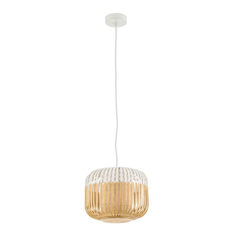 B-Ware Forestier Pendellampe Hängeleuchte Bamboo XS weiß Bambus E27 LED Leuchte Ø 27 cm