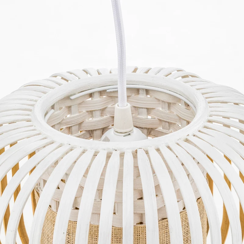 B-Ware Forestier Pendellampe Hängeleuchte Bamboo XS weiß Bambus E27 LED Leuchte Ø 27 cm