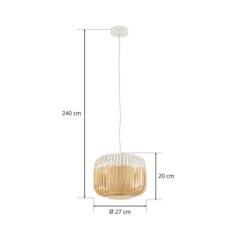B-Ware Forestier Pendellampe Hängeleuchte Bamboo XS weiß Bambus E27 LED Leuchte Ø 27 cm