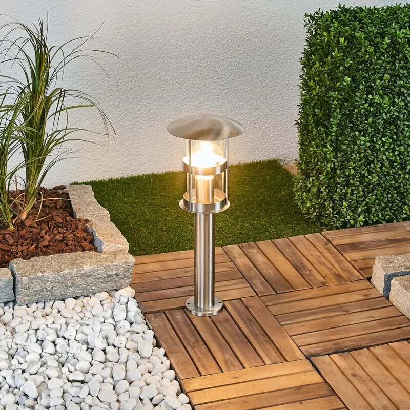 B-Ware Lindby Noemi Edelstahl-Sockellampe Wegeleuchte Gartenlampe Lampe E27 edelstahl