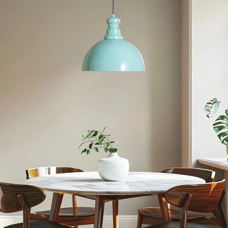 B-Ware Pendelleuchte Kure Hängelampe türkis Metall Leuchte Ø 40 cm E27 LED Lampe