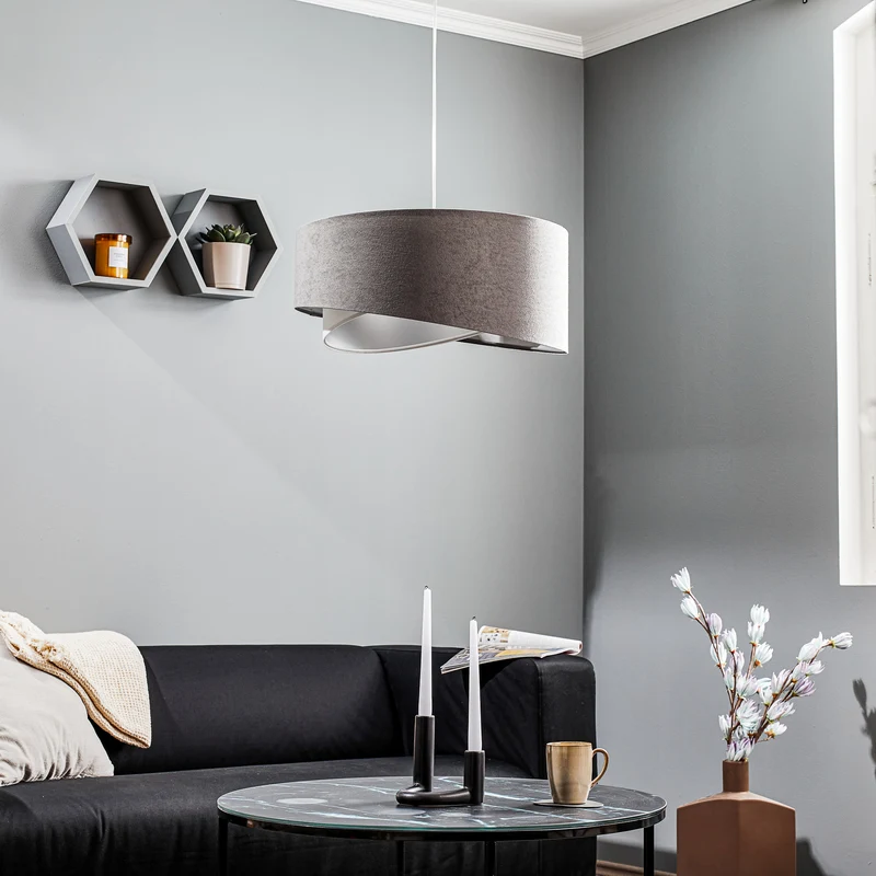 B-Ware Maco Design Pendellampe Hängelampe Vivien Lampe grau weiß silber dreifarbig