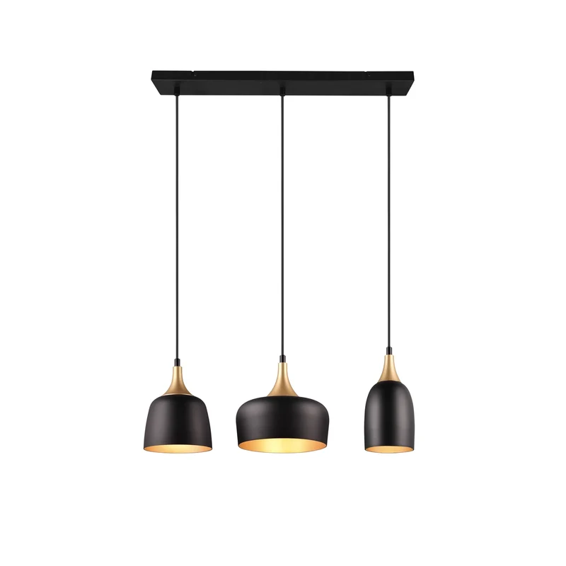 B-Ware Trio Lighting Hängeleuchte Pendelleuchte Chiraz schwarz gold Metall dreiflammig