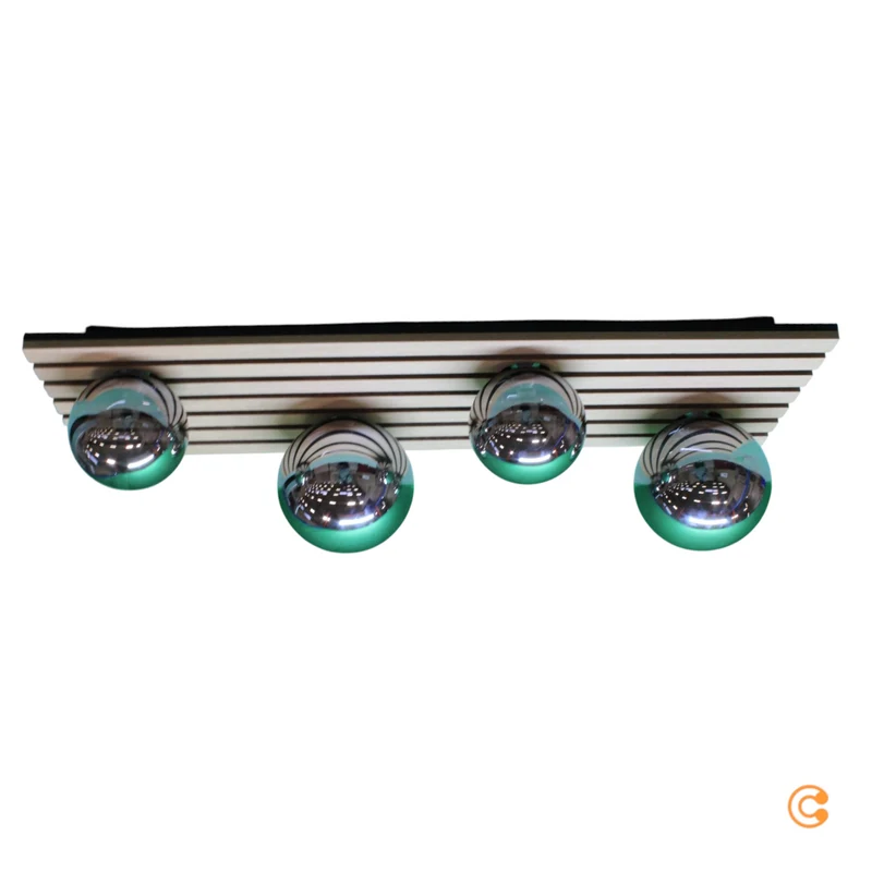 B-Ware JUST LIGHT Deckenleuchte Deckenlampe Green Stika Holz Glas rauchgrau G9 LED