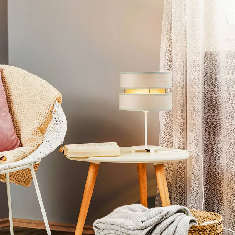 B-Ware EULUNA Tischlampe Tischleuchte Golden Duo Lampe mintgrün gold Samt 30 cm E14 LED