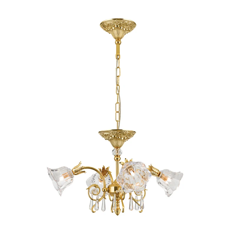 B-Ware Hängeleuchte Pendelleuchte La Boheme gold Kristallglas Deckenlampe 4-flg messing