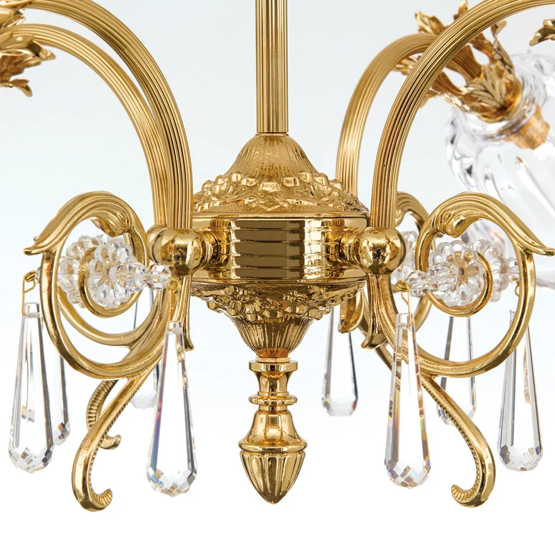 B-Ware Hängeleuchte Pendelleuchte La Boheme gold Kristallglas Deckenlampe 4-flg messing