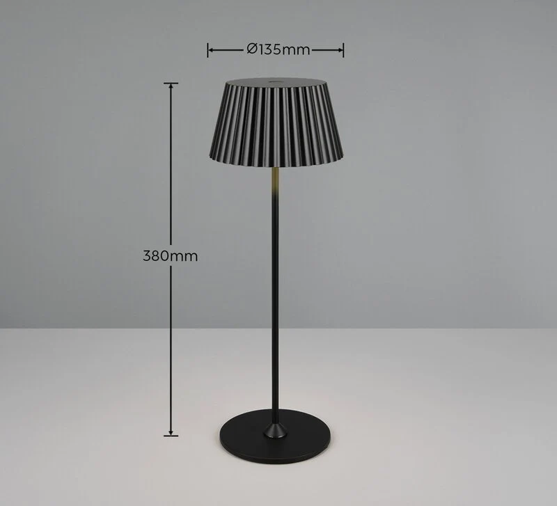 B-Ware Reality Leuchten LED-Tischlampe Akkuleuchte Suarez Metall H39cm schwarz