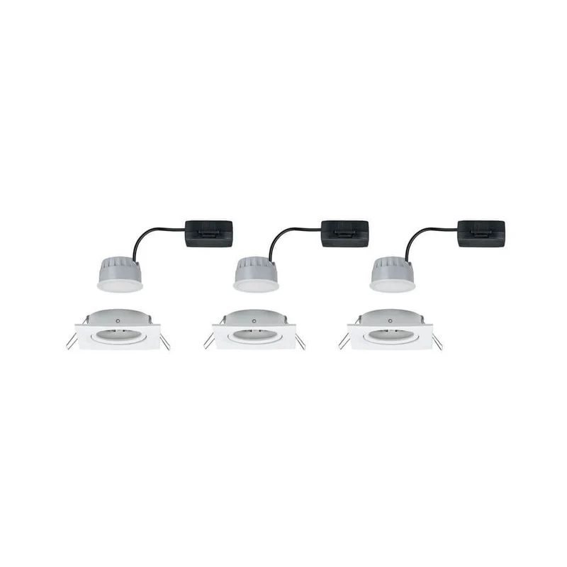 3er-Set Einbauleuchte LED Nova eckig 3-Stufen Dimmbar Weiß