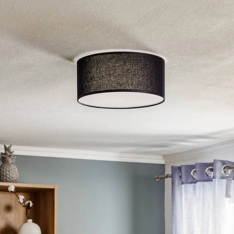 B-Ware Deckenleuchte Lampe Rondo schwarz Metall Textil Wohnraum Leuchte rund E27 LED