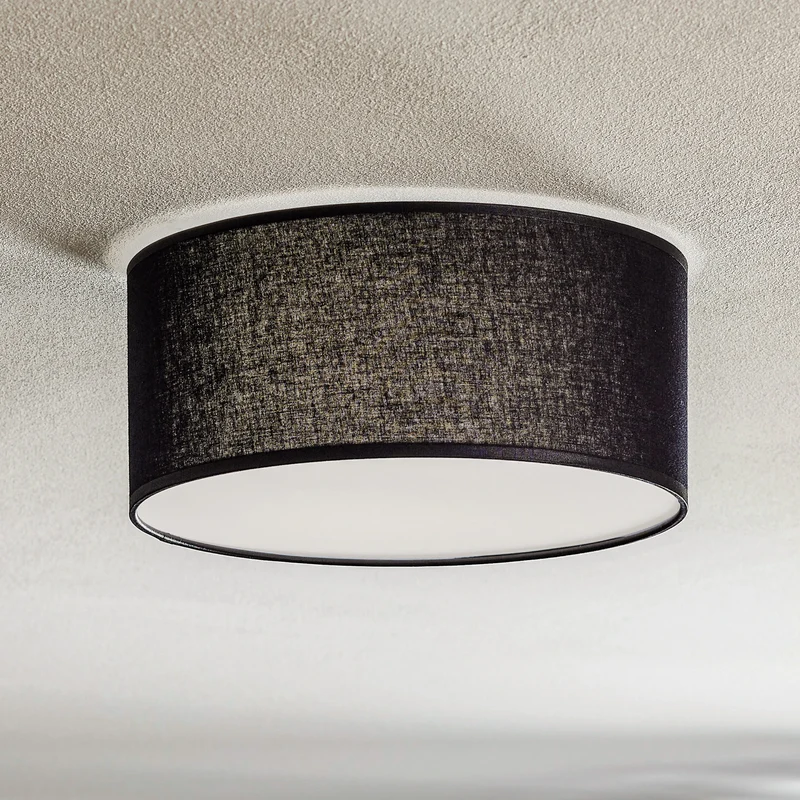 B-Ware Deckenleuchte Lampe Rondo schwarz Metall Textil Wohnraum Leuchte rund E27 LED