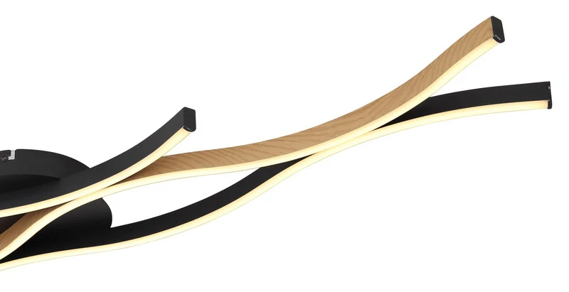 B-Ware Globo Deckenleuchte Deckenlampe GERONIMO LED schwarz Holz Wohnraum 108 x 18 cm