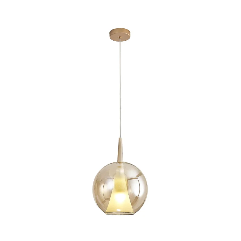B-Ware Mantra Iluminación Pendelleuchte Hängeleuchte Elsa Glas gold Ø 25 cm E27 LED