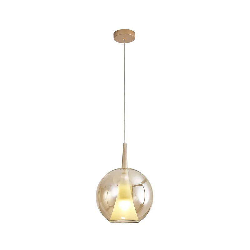 B-Ware Mantra Iluminación Pendelleuchte Hängeleuchte Elsa Glas gold Ø 25 cm E27 LED