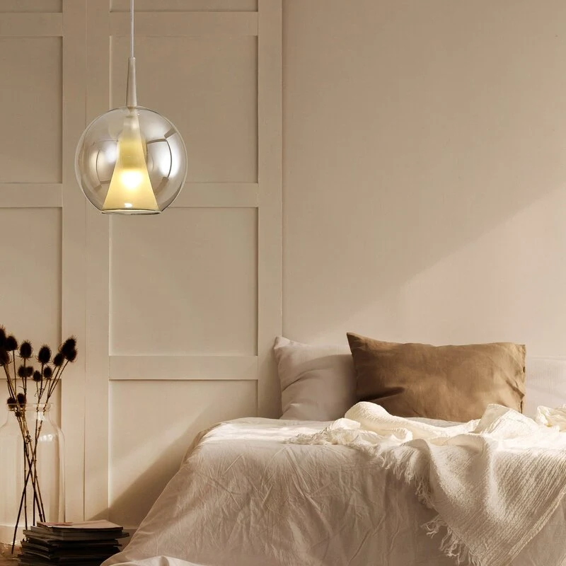 B-Ware Mantra Iluminación Pendelleuchte Hängeleuchte Elsa Glas gold Ø 25 cm E27 LED