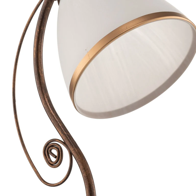 B-Ware Lamkur Tischleuchte Tischlampe Roma Metall Glas weiß braun Schalter E27 LED 39cm
