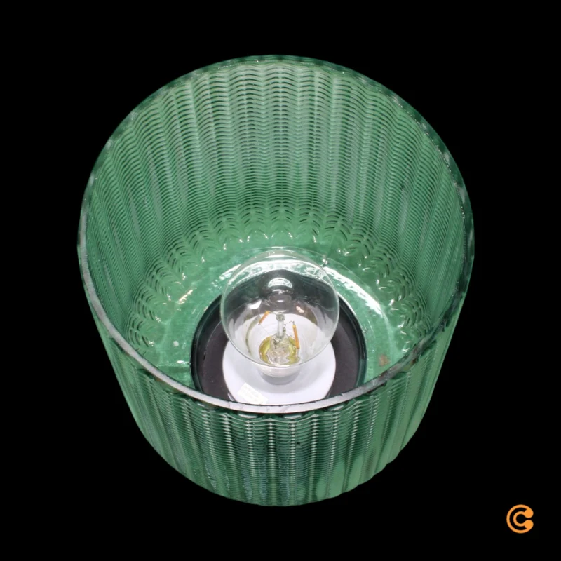 B-Ware Pauleen Tischleuchte Lampe E27 LED türkis Metall Glas Batteriebetrieb Schalter