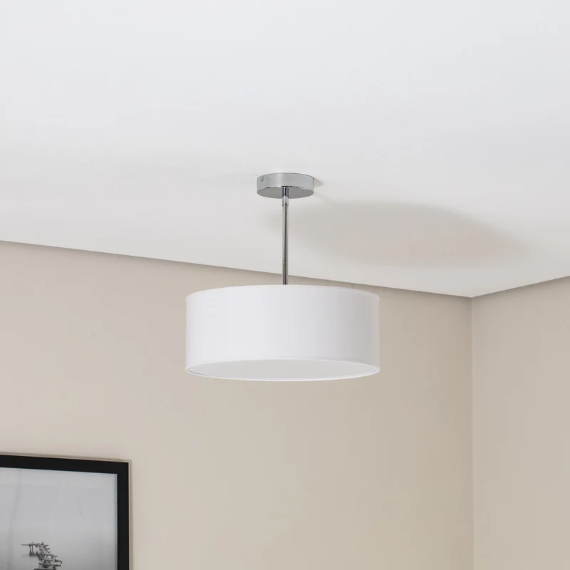B-Ware Oja Deckenleuchte Lampe chrom/weiß Hängelampe Ø40cm Textil Stahl Beleuchtung