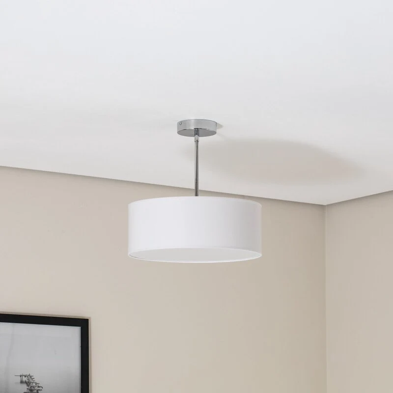 B-Ware Oja Deckenleuchte Lampe chrom/weiß Hängelampe Ø40cm Textil Stahl Beleuchtung