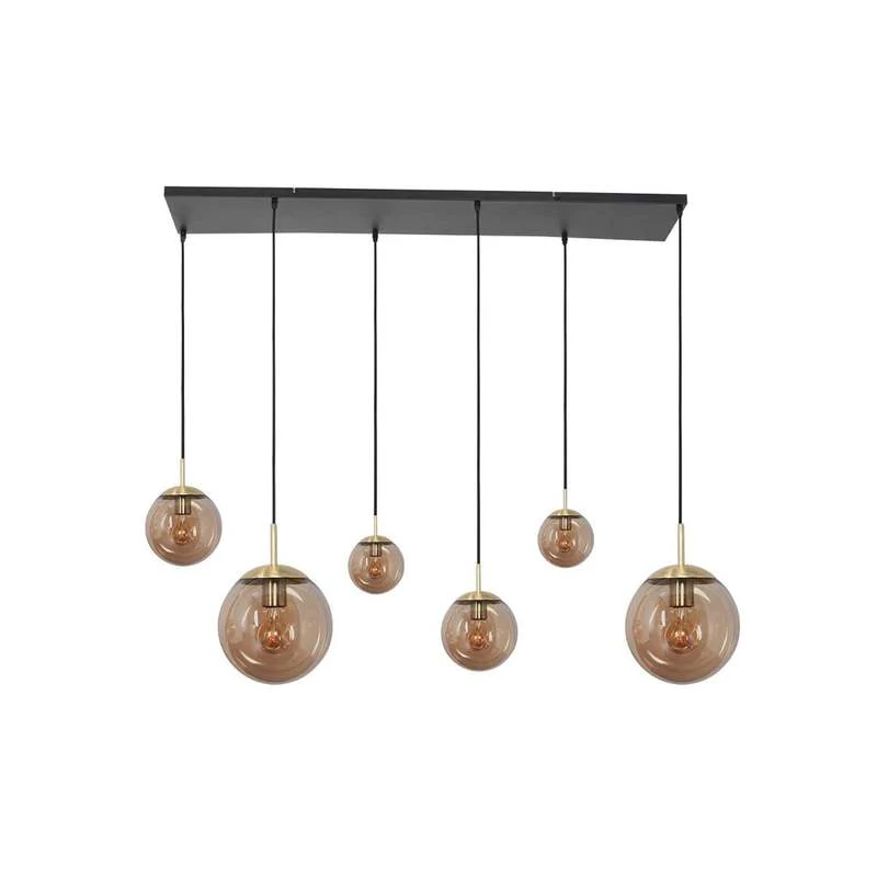 B-Ware Steinhauer Hängeleuchte Pendelleuchte Lampe Bollique messing Glas Metall 6-flg