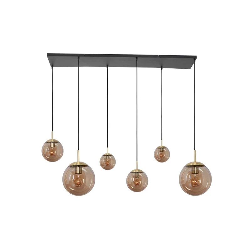 B-Ware Steinhauer Hängeleuchte Pendelleuchte Lampe Bollique messing Glas Metall 6-flg