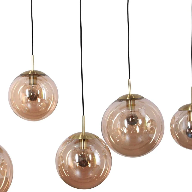 B-Ware Steinhauer Hängeleuchte Pendelleuchte Lampe Bollique messing Glas Metall 6-flg