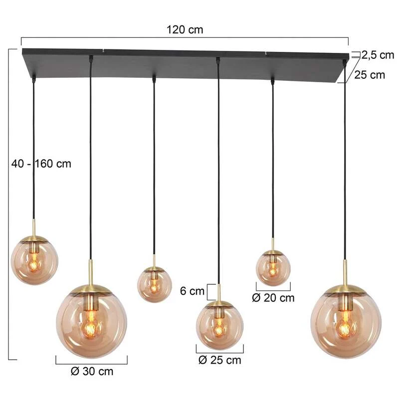 B-Ware Steinhauer Hängeleuchte Pendelleuchte Lampe Bollique messing Glas Metall 6-flg