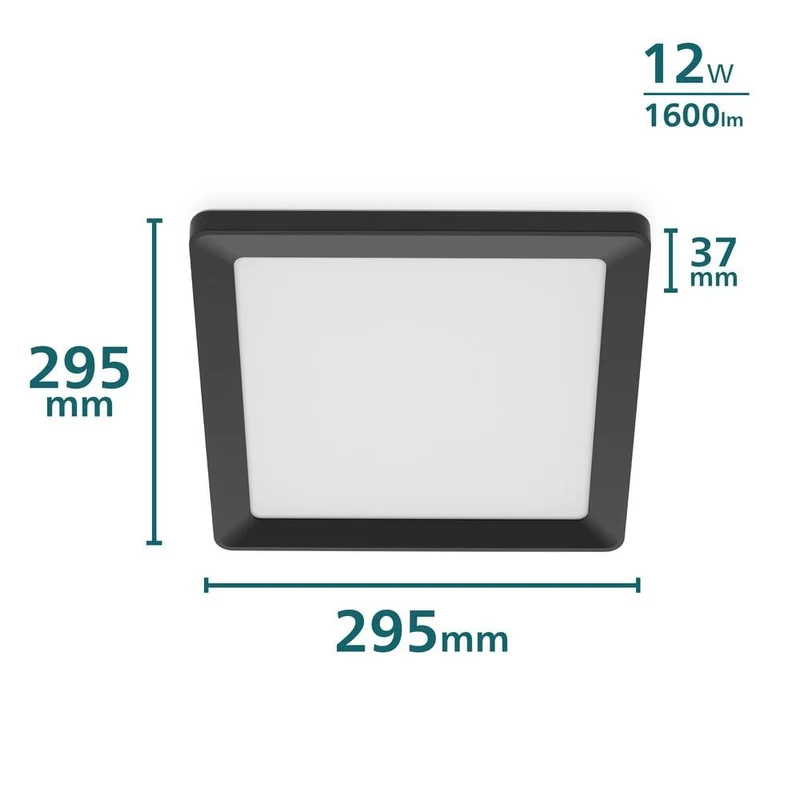 B-Ware Philips LED Panel Panelleuchte SceneSwitch Schwarz Warmweiß quadratisch 12W 30cm