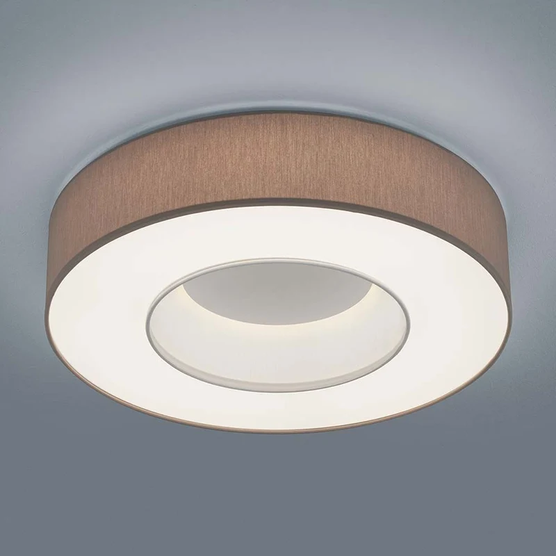 LED Deckenleuchte Lomo Weiß, Schirm Chintz Mocca