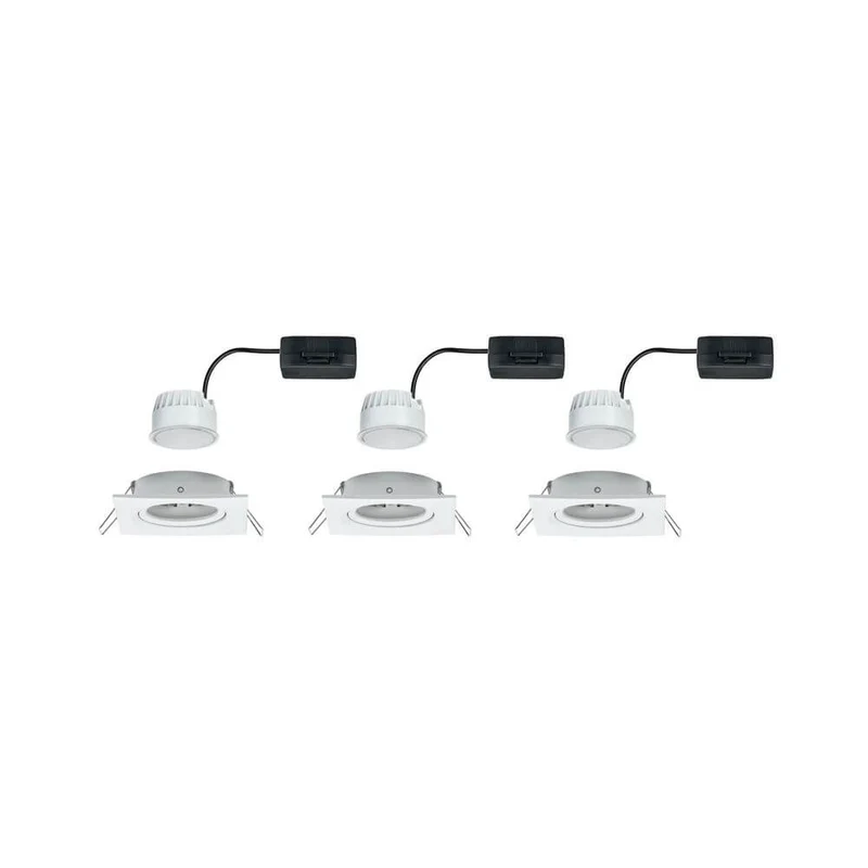 3er-Set Einbauleuchte LED Nova eckig Weiß