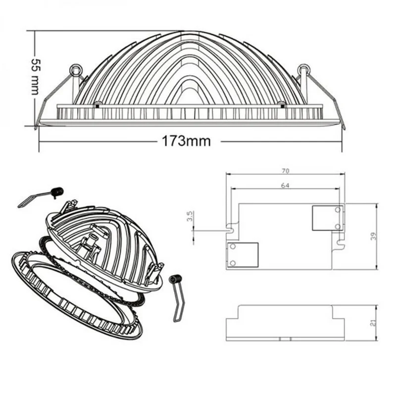 Indirektes Einbau LED-Panel 1030lm Dimmbar Ø 17,3cm Warm Weiß