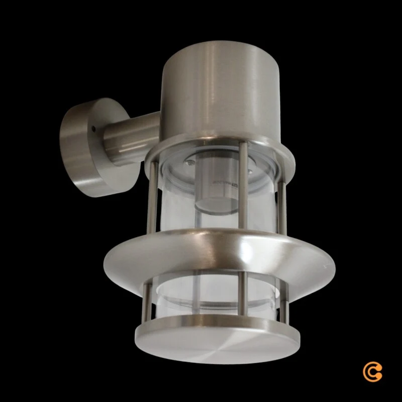 B-Ware Außenwandleuchte Wandlampe Leuchte Ludovica Edelstahl Glas Silber E27 LED IP54