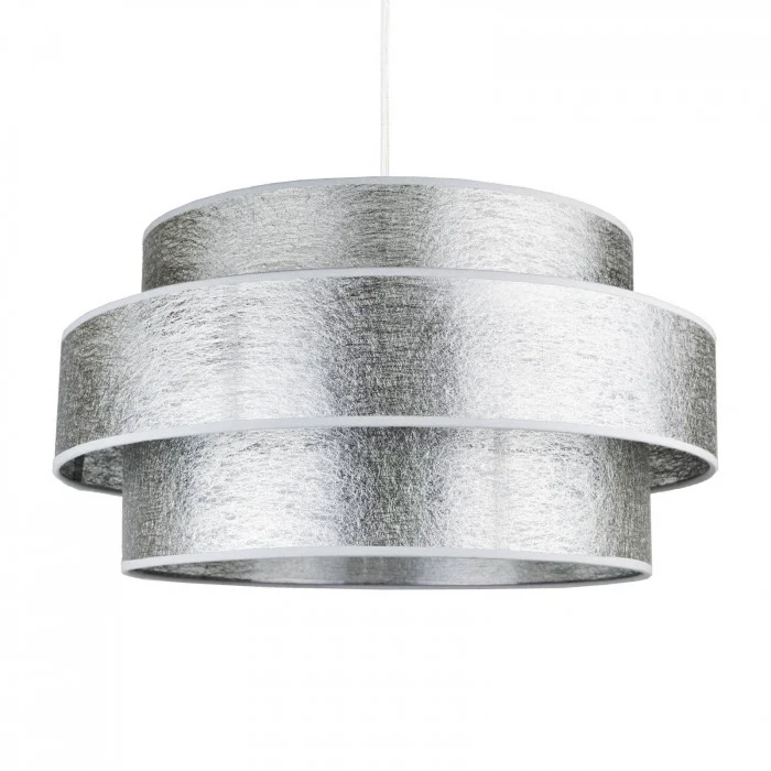 B-Ware Duolla Pendelleuchte Hängelampe SPACE Silber E27 Lampe Metall Textil Ø50cm 230V