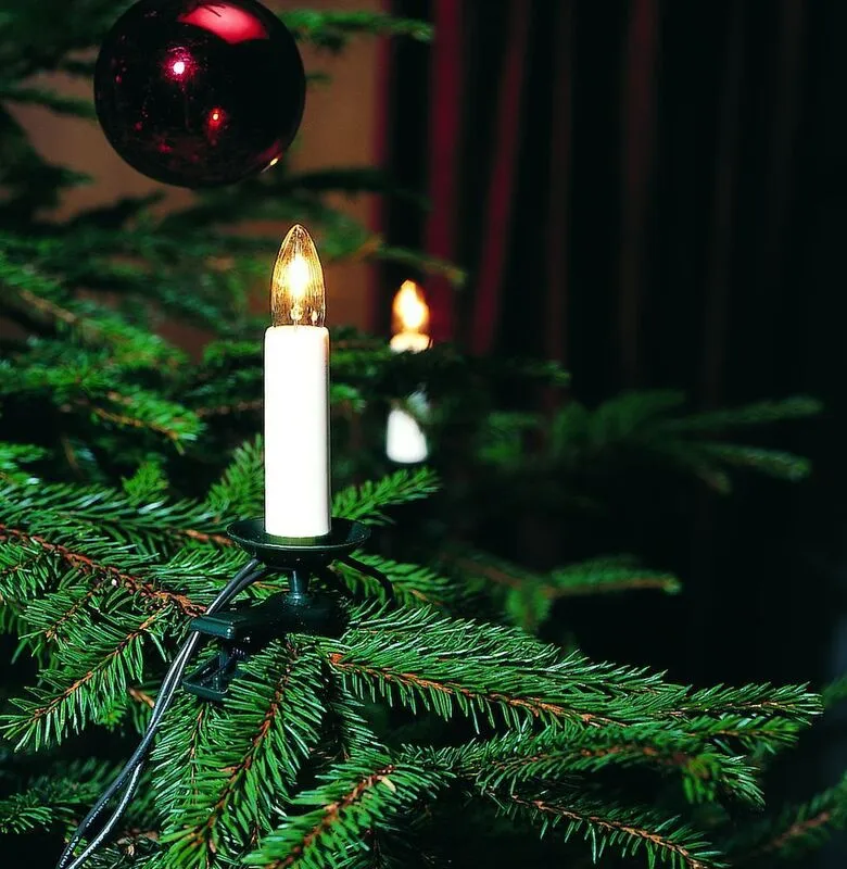 B-Ware Konstsmide Baumkette Lichterkette 25 LEDs Topbirnen warmweiß weiß innen 21,8 m
