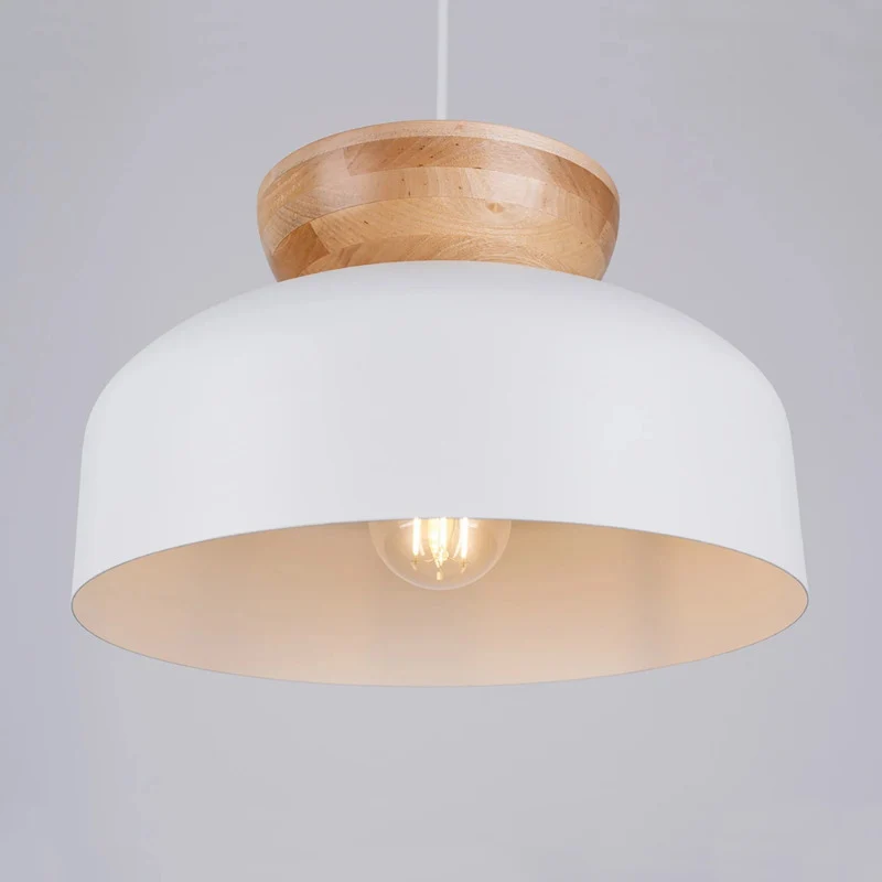 B-Ware SOLLUX LIGHTING Hängeleuchte Pendelleuchte Marion weiß Holz Stahl Leuchte Lampe