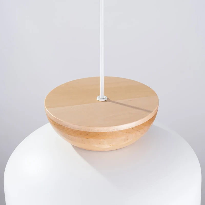 B-Ware SOLLUX LIGHTING Hängeleuchte Pendelleuchte Marion weiß Holz Stahl Leuchte Lampe