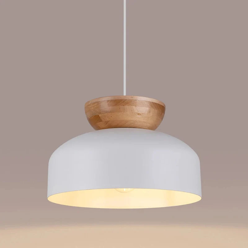 B-Ware SOLLUX LIGHTING Hängeleuchte Pendelleuchte Marion weiß Holz Stahl Leuchte Lampe