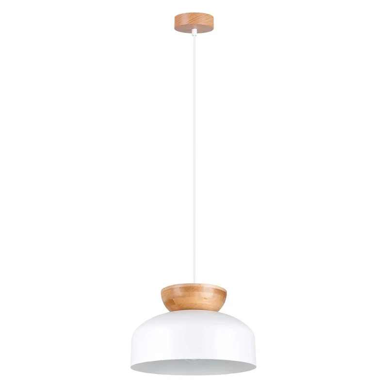 B-Ware SOLLUX LIGHTING Hängeleuchte Pendelleuchte Marion weiß Holz Stahl Leuchte Lampe