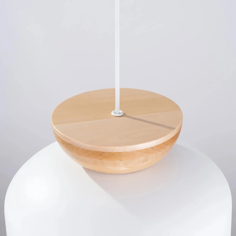 B-Ware SOLLUX LIGHTING Hängeleuchte Pendelleuchte Marion weiß Holz Stahl Leuchte Lampe