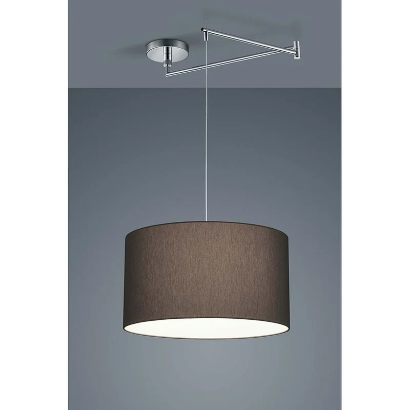 Pendelleuchte Certo Chrom, Schirm Chintz Anthrazit