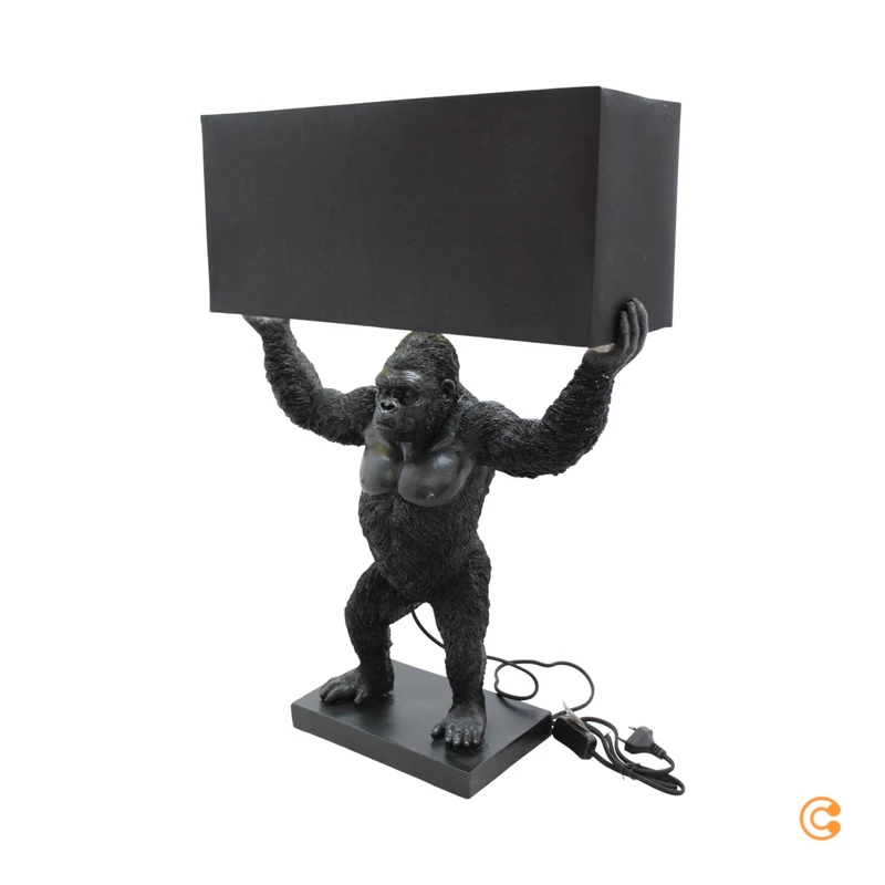 B-Ware KARE Animal King Kong Tischlampe Schreibtischlampe Tischleuchte mit Textilschirm