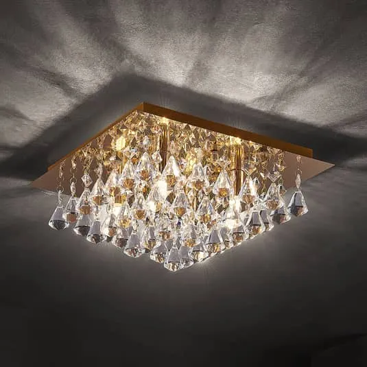 B-Ware Lindby Rimedia Kristall-Deckenlampe Deckenlampe Lampe Leuchte 9W G9 gold 35cm