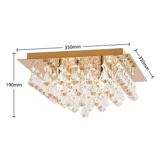 B-Ware Lindby Rimedia Kristall-Deckenlampe Deckenlampe Lampe Leuchte 9W G9 gold 35cm
