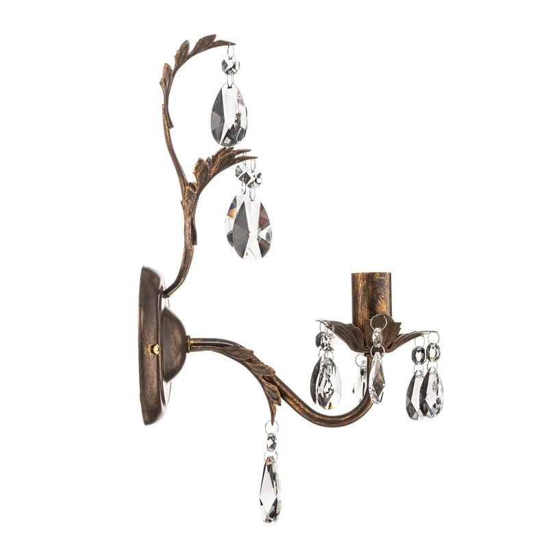 B-Ware Wandleuchte Teresa Wandlampe Eisen Kristall bronze transparent 1-flammig E14 LED