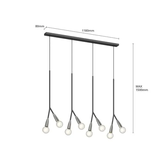 B-Ware Lucande Carlea Hängeleuchte Hängeleuchte Lampe Leuchte 8-fl., schwarz-nickel IP2