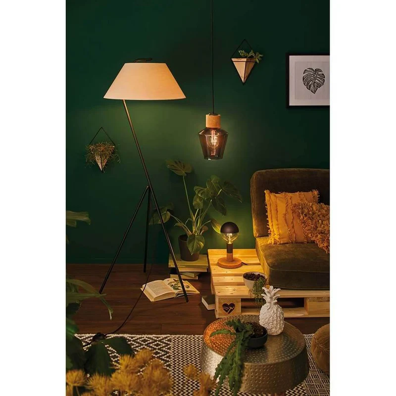 Neordic Narve Stehleuchte max 1x60W E27 Beige Schwarz Stoff