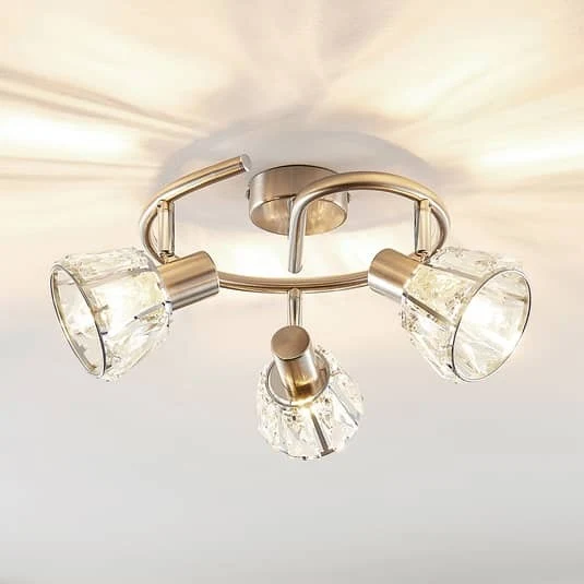 B-Ware Lindby Kosta Deckenlampe Deckenleuchte Lampe Leuchte Hängelampe 3 flammig nickel