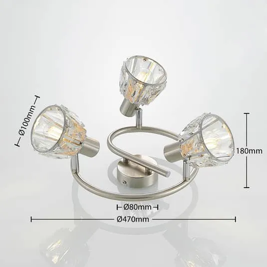 B-Ware Lindby Kosta Deckenlampe Deckenleuchte Lampe Leuchte Hängelampe 3 flammig nickel